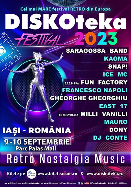 Cea mai mare discotecă în aer liber din Europa va avea loc în inima Iașiului! SNAP!, ICE MC, Fun Factory, Kaoma, East 17, Milli Vanilli vor anima distracția la Diskoteka Festival 2023